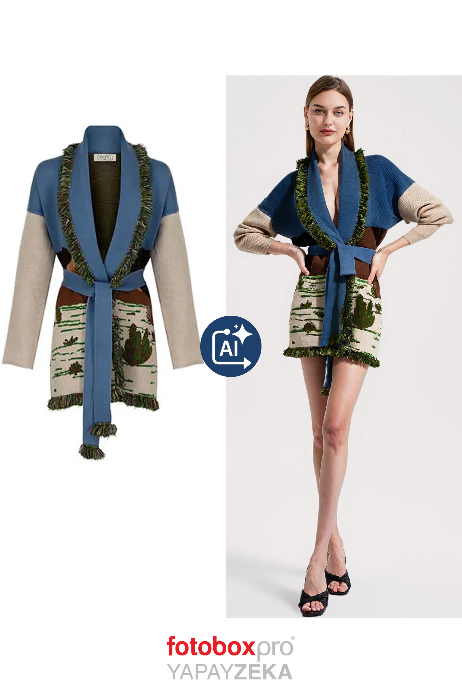 yapay zeka ile dekupe cekimden modelli triko fotograf uretimi